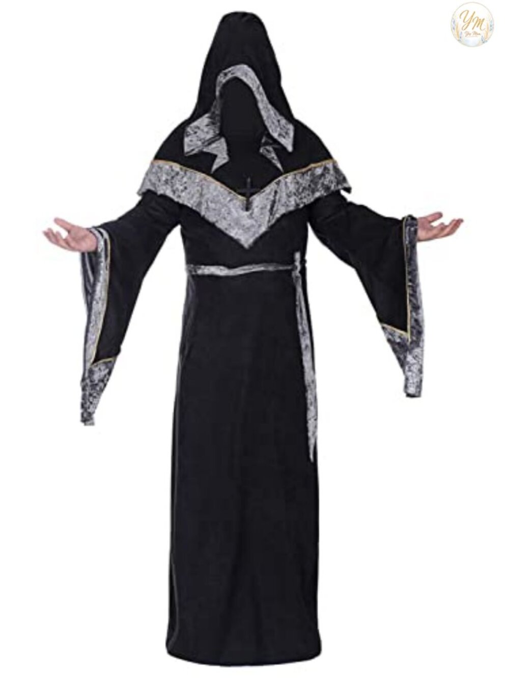 Mens Medieval Sorcerer Robe Hooded Cloak Halloween Costume